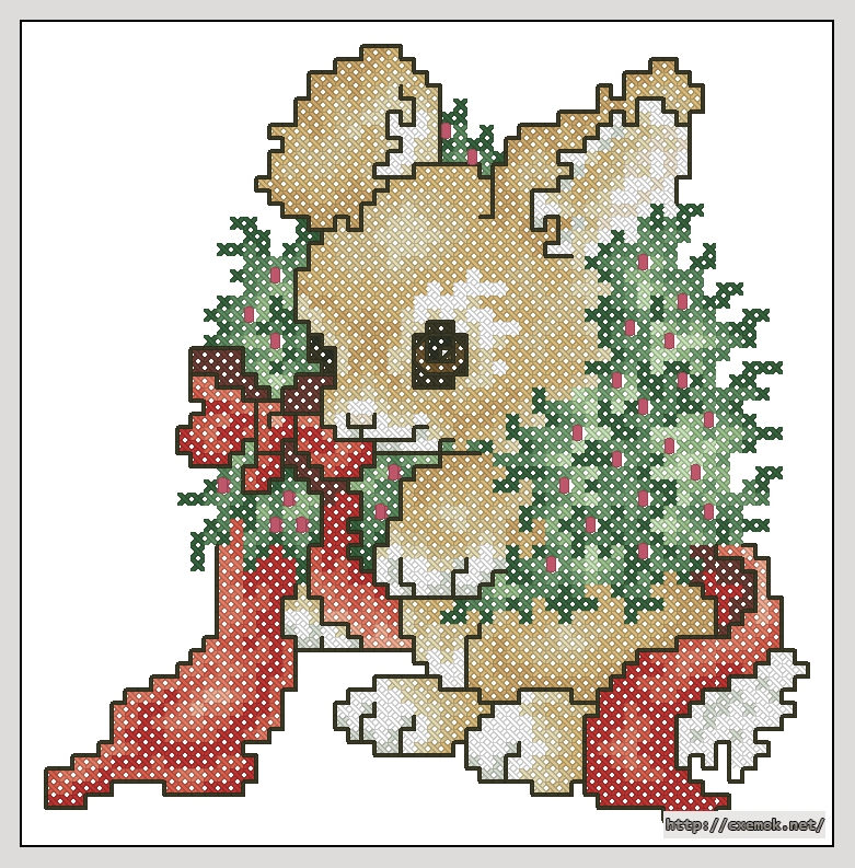 Скачать схему вышивки нитками Bunny in Wreath, автор 