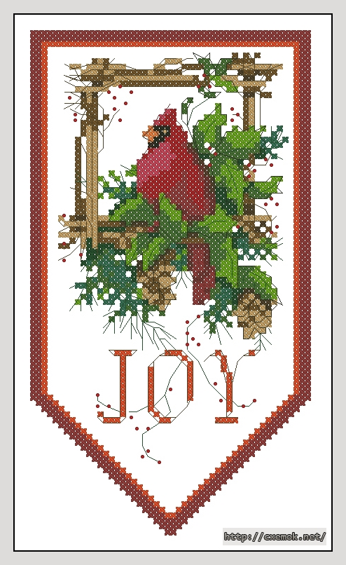 Скачать схемы вышивки нитками / крестом  - Cardinal joy mini banner, автор 