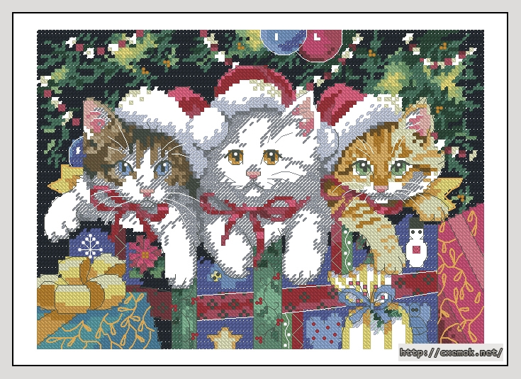 Download embroidery patterns by cross-stitch  - Meowy christmas, author 