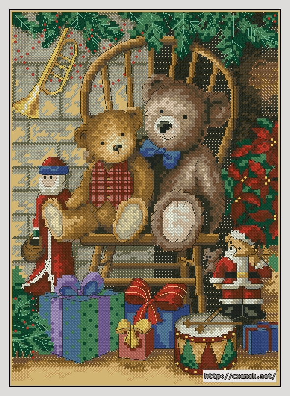 Download embroidery patterns by cross-stitch  - Cristmas teddies, author 