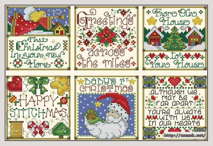 Download embroidery patterns by cross-stitch  - Christmas cards, author 