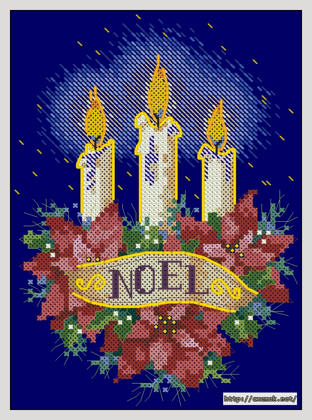Скачать схемы вышивки нитками / крестом  - Candlelit noel ornament, автор 