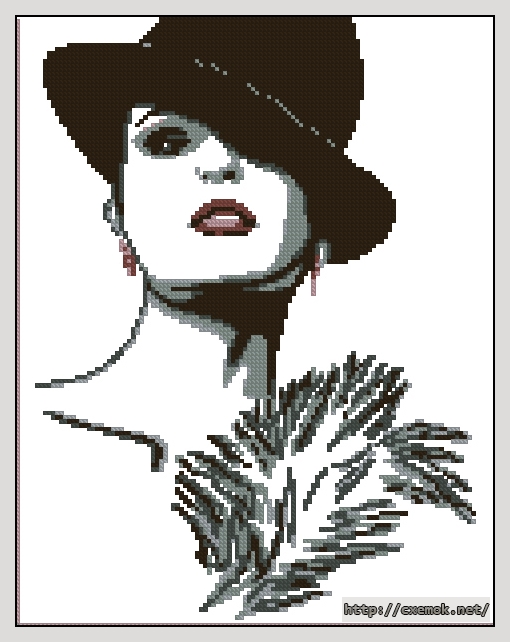 Download embroidery patterns by cross-stitch  - Дама с веером, author 