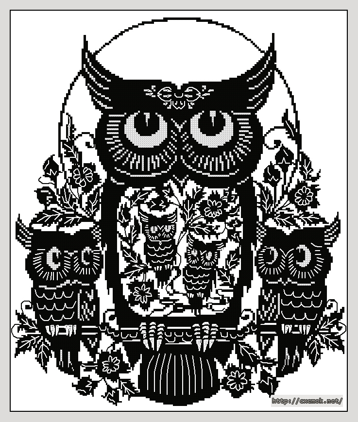 Скачать схемы вышивки нитками / крестом  - Five owl, автор 