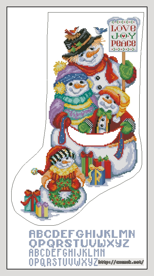 Завантажити схеми вишивки нитками / хрестом  - Snow folks stocking, автор 