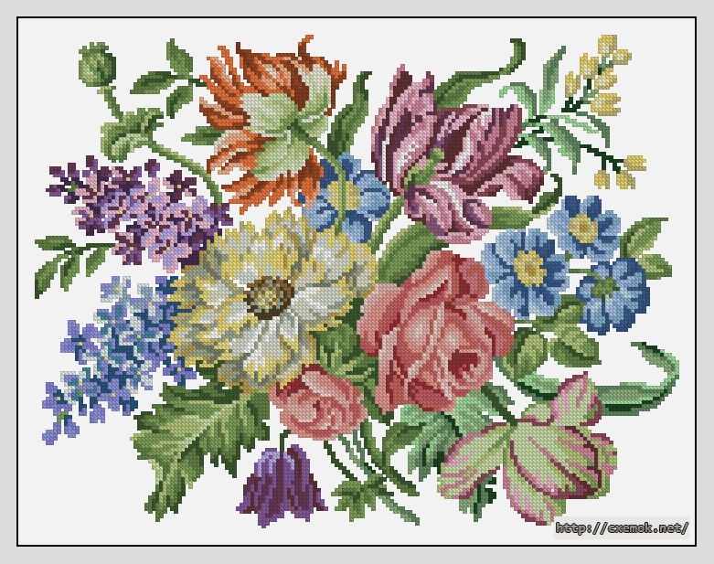 Download embroidery patterns by cross-stitch  - Victorian bouquet