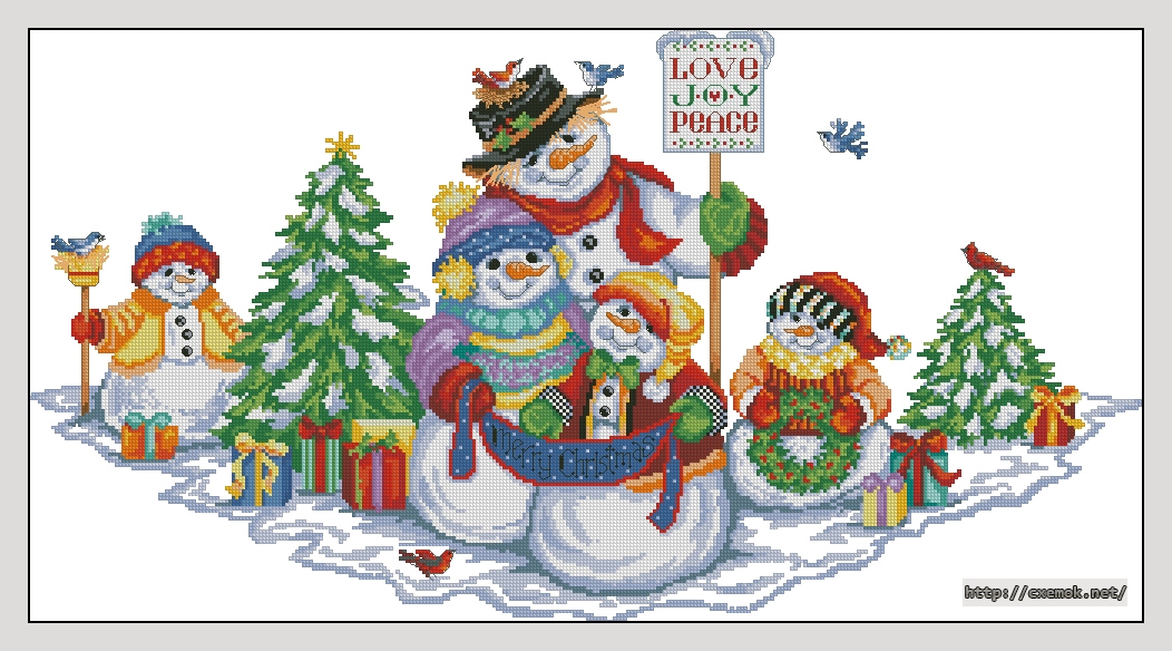 Download embroidery patterns by cross-stitch  - Snow folks tree skirt, author 