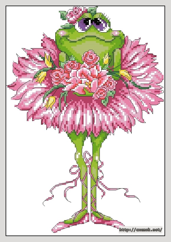 Скачать схемы вышивки нитками / крестом  - Frog bouquet, автор 