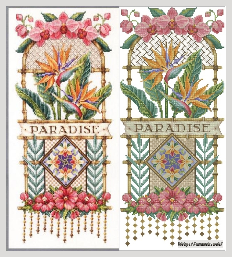 Скачать схемы вышивки нитками / крестом  - Paradise floral, автор 
