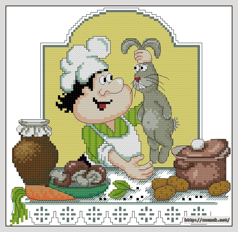 Download embroidery patterns by cross-stitch  - Заяц с грибами, author 