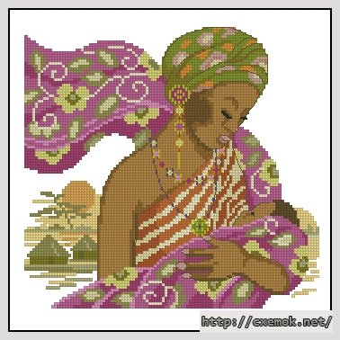 Download embroidery patterns by cross-stitch  - African mother & child, author 