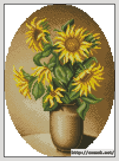 Download embroidery patterns by cross-stitch  - Подсолнухи в овале, author 