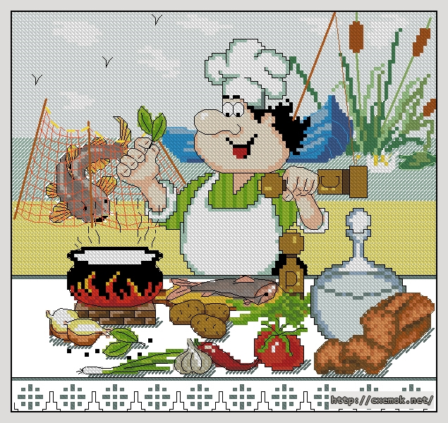 Download embroidery patterns by cross-stitch  - Рыбак, author 