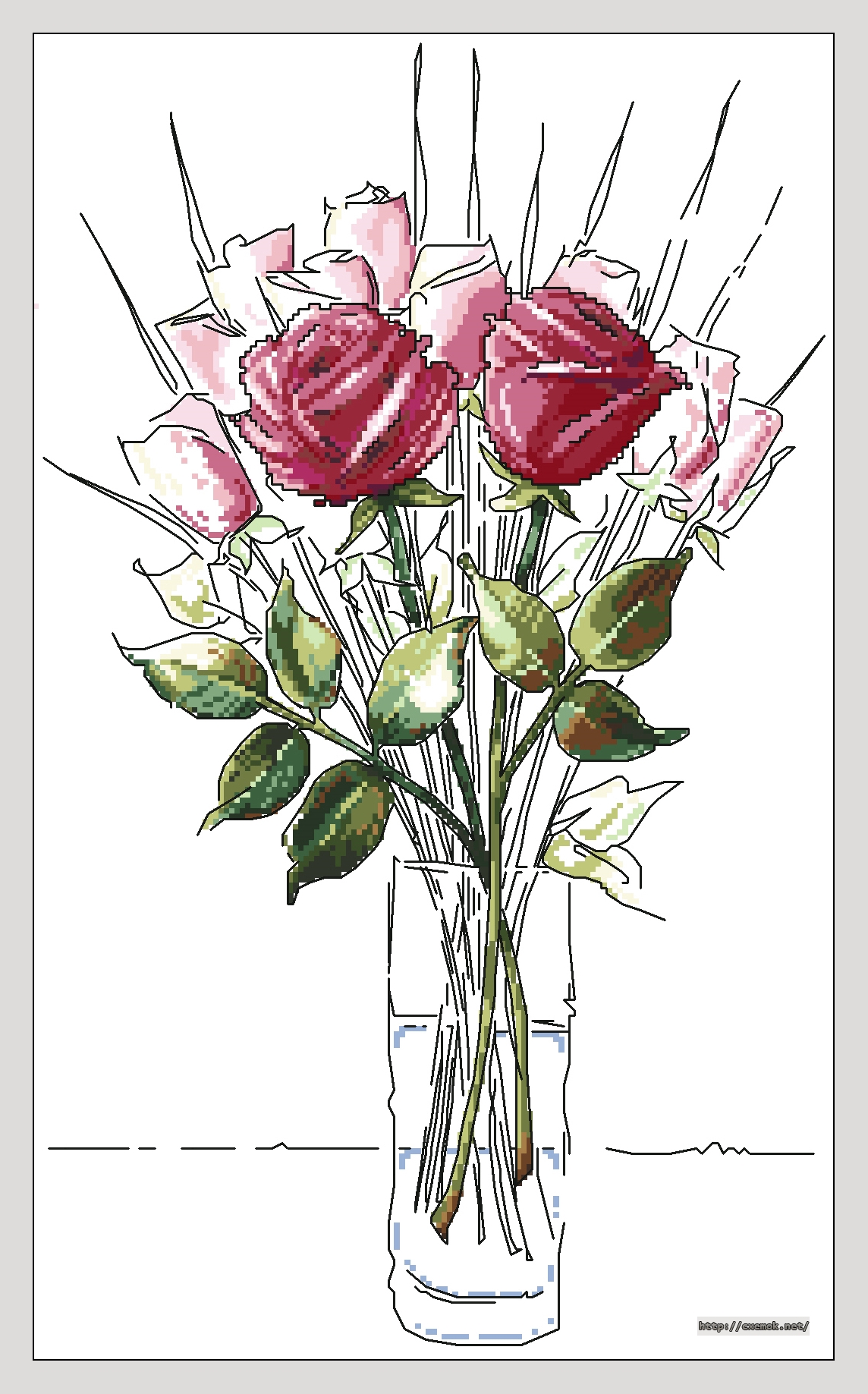 Скачать схему вышивки нитками Sketchbook roses, автор 