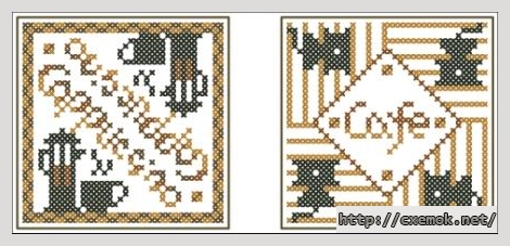 Download embroidery patterns by cross-stitch  - Бискорню кофе