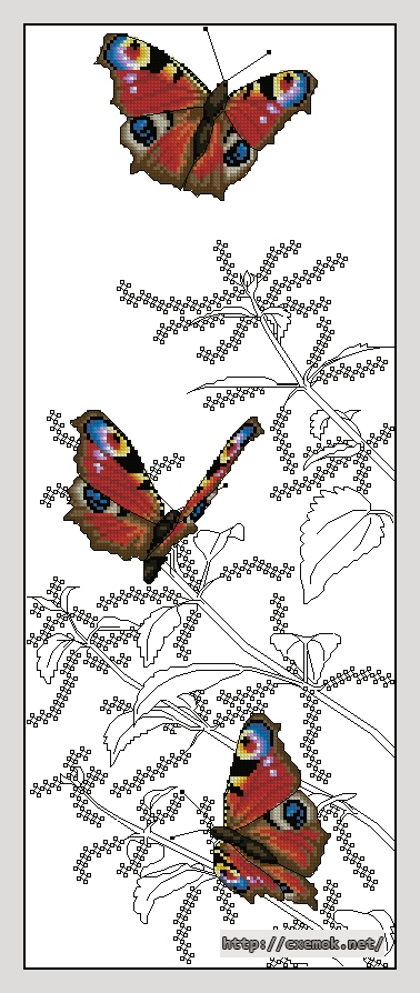 Завантажити схеми вишивки нитками / хрестом  - Peacock butterflies