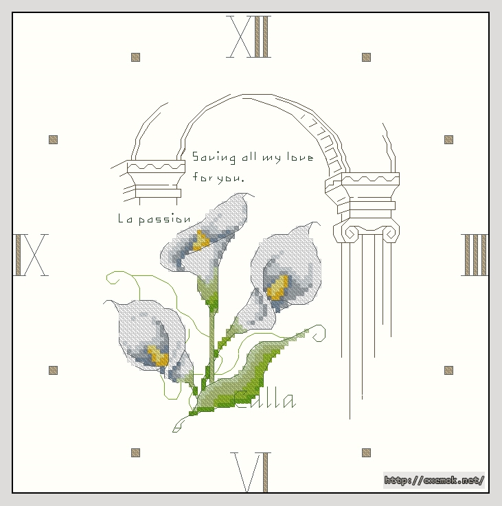 Download embroidery patterns by cross-stitch  - Calla