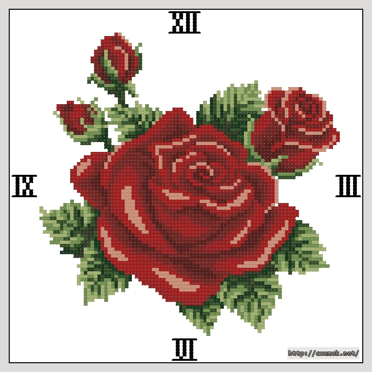 Download embroidery patterns by cross-stitch  - Elegant roses clock, author 