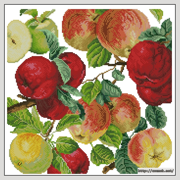 Скачать схемы вышивки нитками / крестом  - Orchard apples pillow, автор 