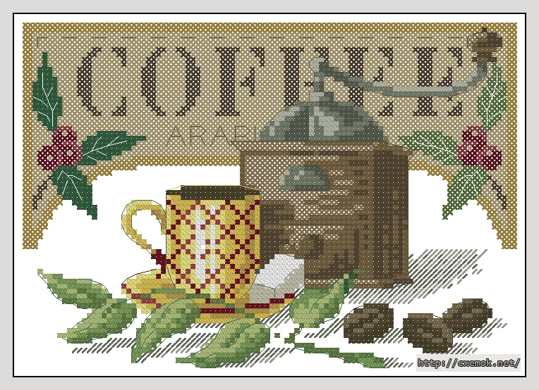 Скачать схему вышивки нитками Arabica Coffee, автор 