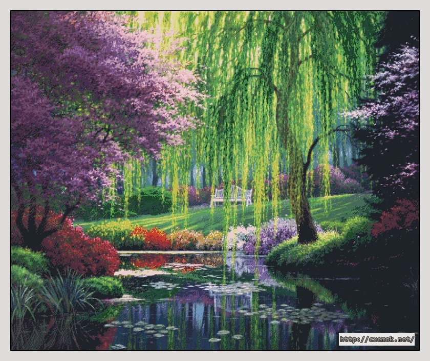 Download embroidery patterns by cross-stitch  - Willow pond