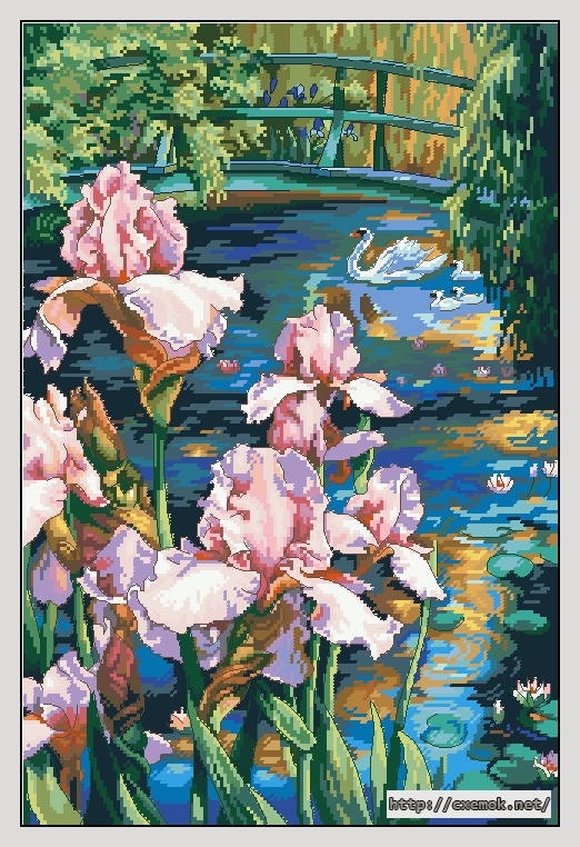 Download embroidery patterns by cross-stitch  - Iris and swan, author 