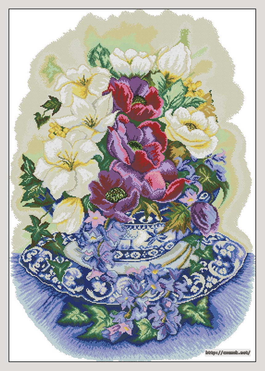 Download embroidery patterns by cross-stitch  - Floral perchion, author 