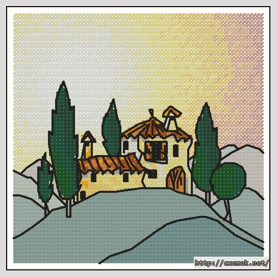 Скачать схемы вышивки нитками / крестом  - Tuscan cottages 8, автор 