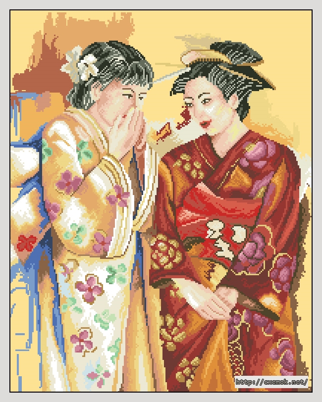 Скачать схемы вышивки нитками / крестом  - The geishas whisper , автор 