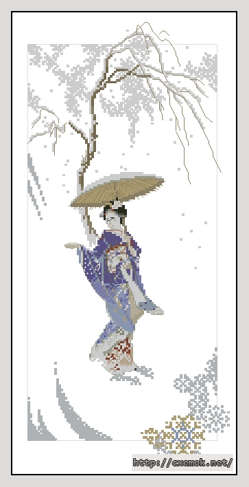 Download embroidery patterns by cross-stitch  - Geisha. winter, author 