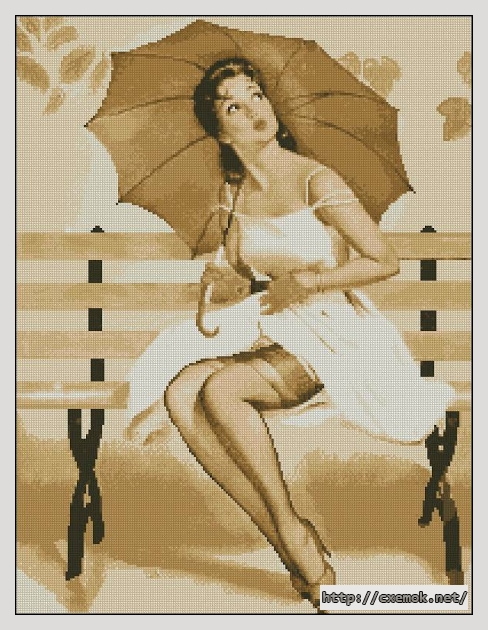 Скачать схемы вышивки нитками / крестом  - Girl with umbrella, автор 