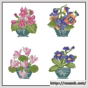 Download embroidery patterns by cross-stitch  - Цветы в горшочках, author 