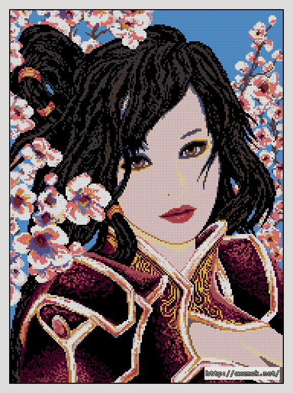 Download embroidery patterns by cross-stitch  - Китаянка, author 