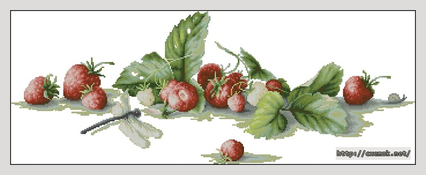Скачать схему вышивки нитками Etude with Strawberries, автор 