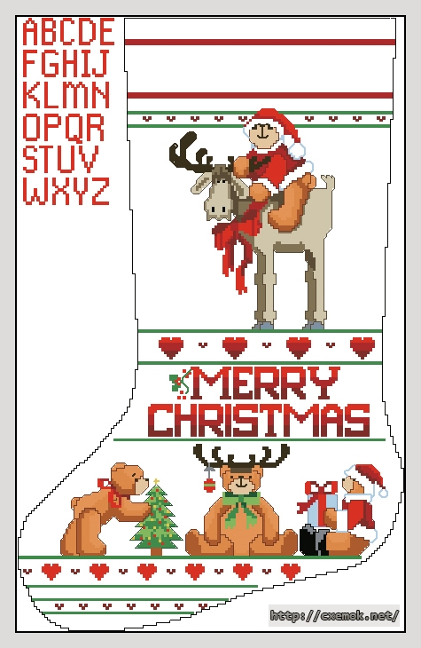Скачать схемы вышивки нитками / крестом  - Santa''s helpers - large stocking, автор 