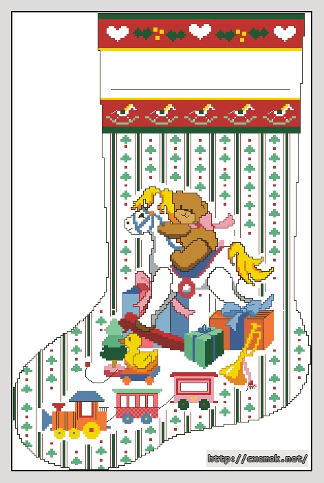 Скачать схемы вышивки нитками / крестом  - Yuletide bears - teddy stocking, автор 