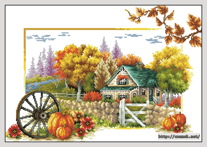 Download embroidery patterns by cross-stitch  - Autumn lane, author 