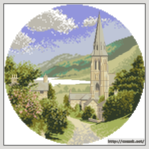 Download embroidery patterns by cross-stitch  - Lakeside village, author 