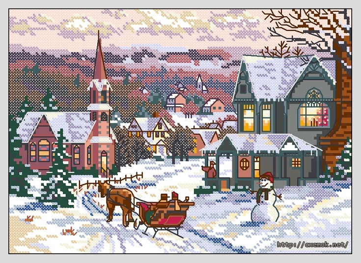 Скачать схемы вышивки нитками / крестом  - The sleigh ride, автор 